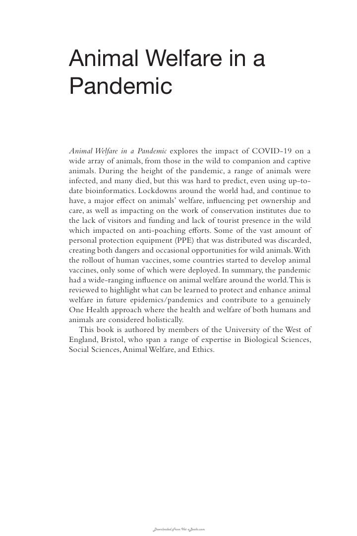 Look Inside sample page 2 - Animal Welfare in a Pandemic: What Does COVID-19 Tell us for the Future?