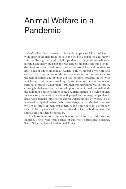 Look Inside sample page 2 - Animal Welfare in a Pandemic: What Does COVID-19 Tell us for the Future?