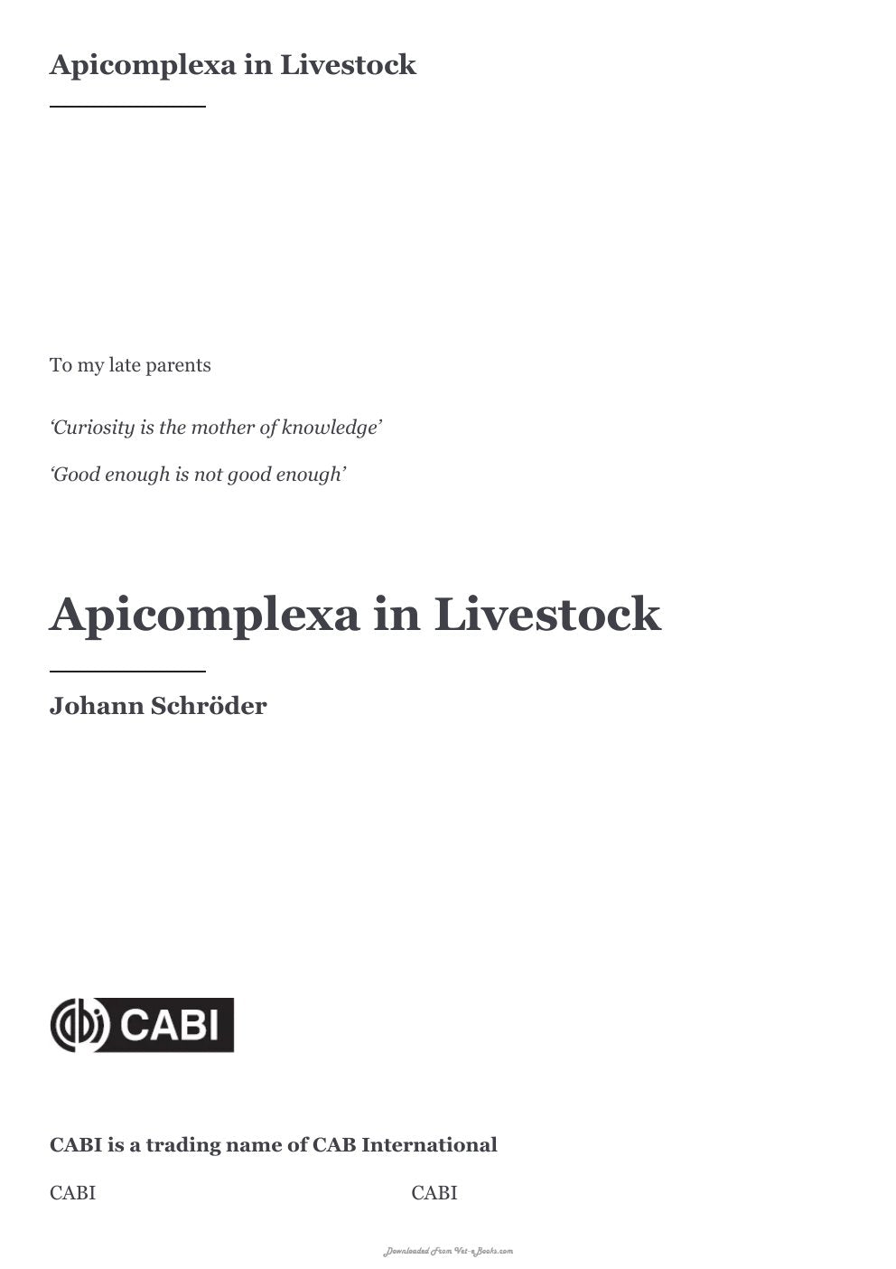 Look Inside sample page 2 - Apicomplexa In Livestock