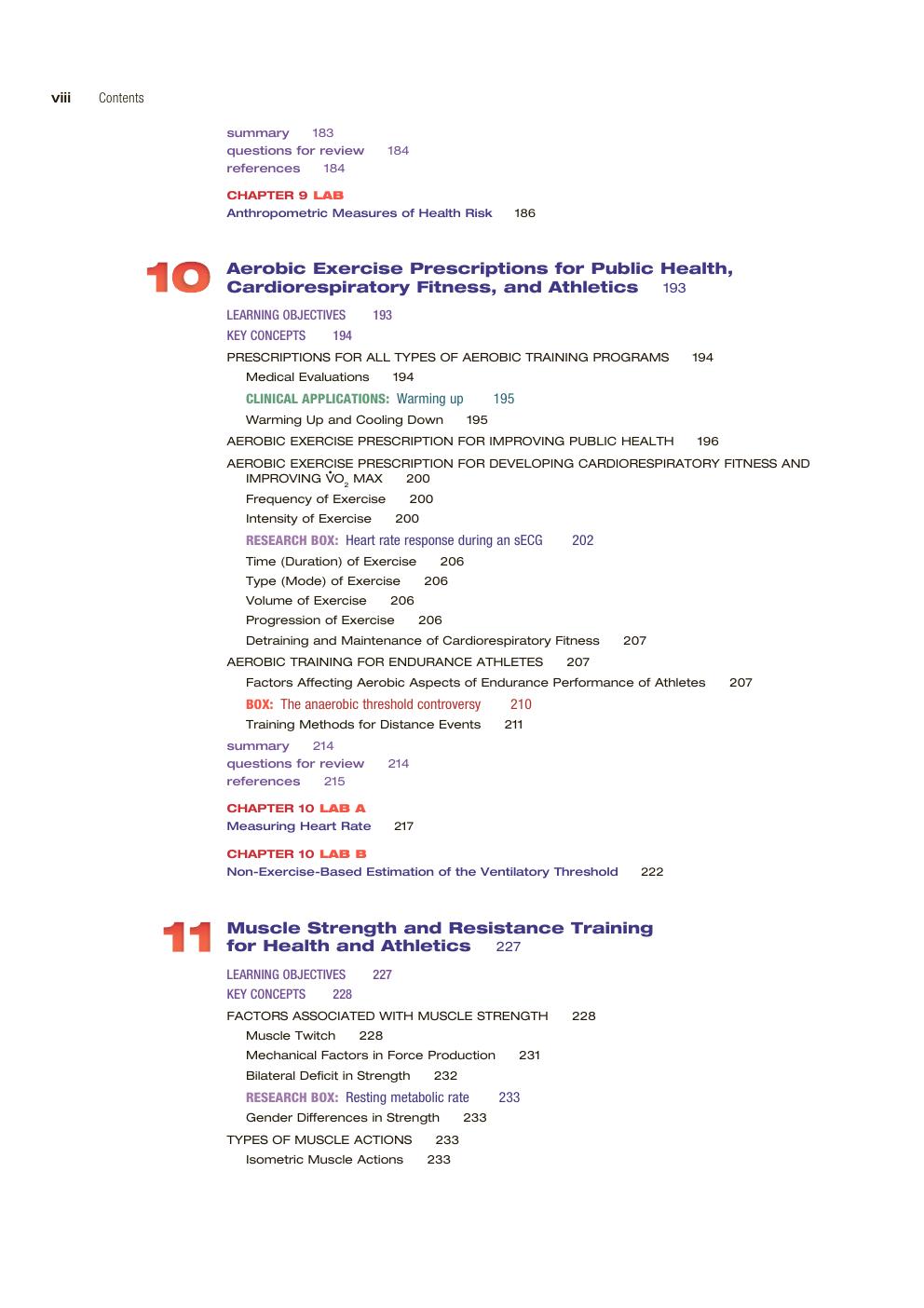 Look Inside page 9 - Applied Exercise and Sport Physiology 4th Edition