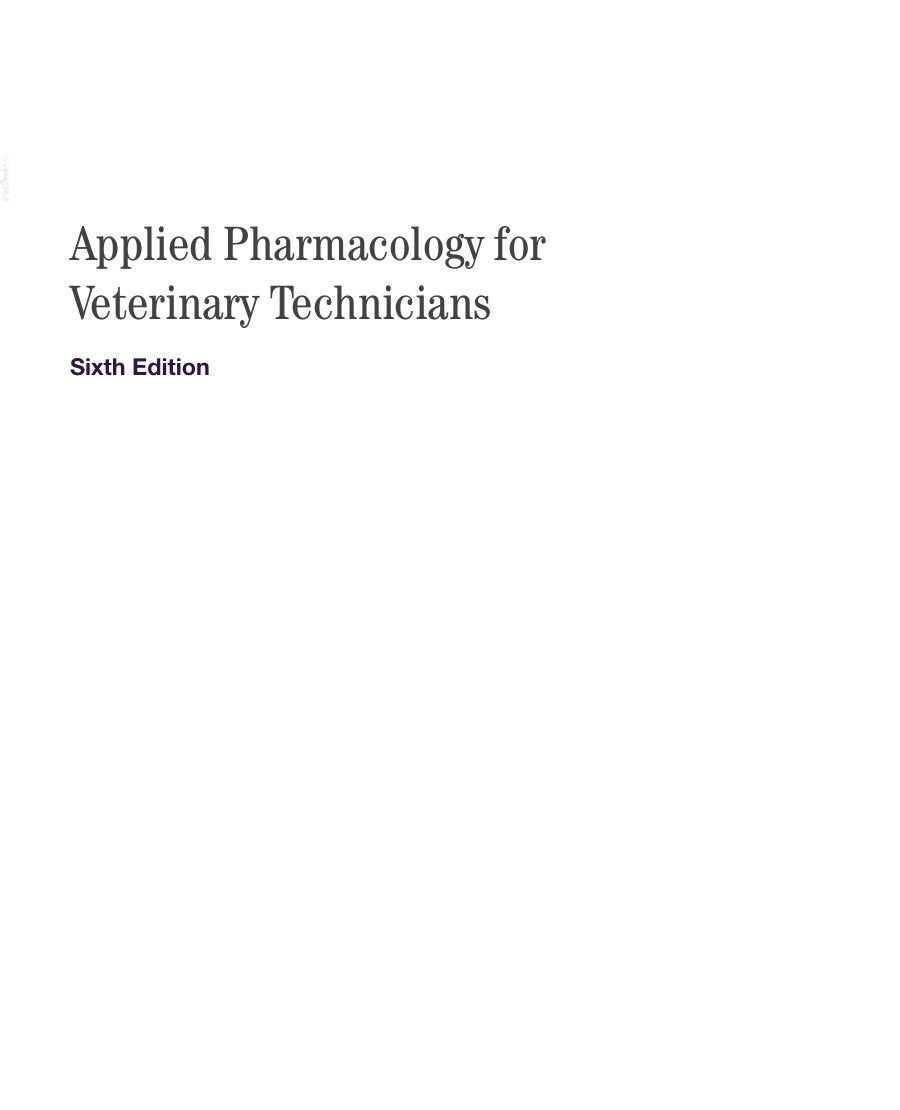 Look Inside sample page 3 - Applied Pharmacology for Veterinary Technicians 6TH Edition