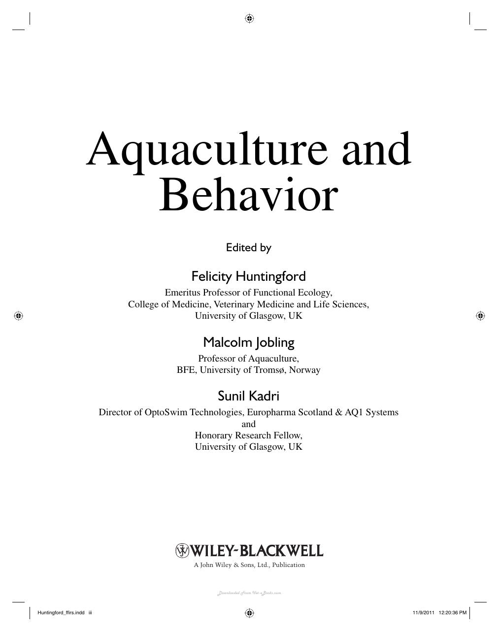 Look Inside sample page 2 - Aquaculture And Behavior