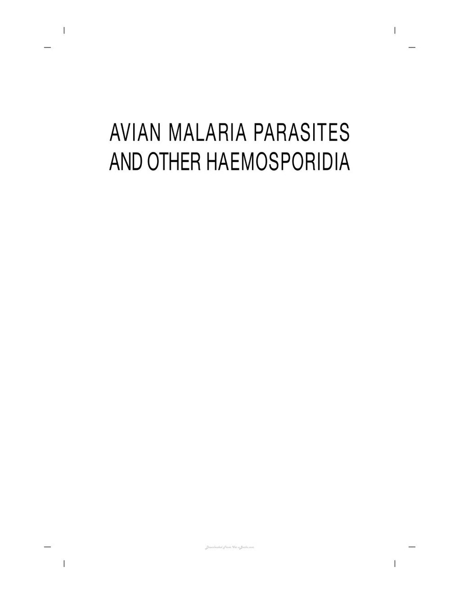 Preview page of Avian Malaria Parasites and Other Haemosporidia