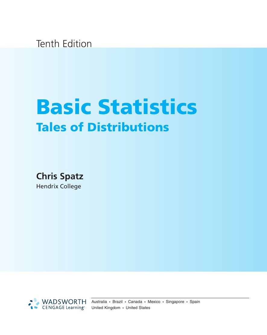 Look Inside page 4 - Basic Statistics Tales Of Distributions 10Th Edition