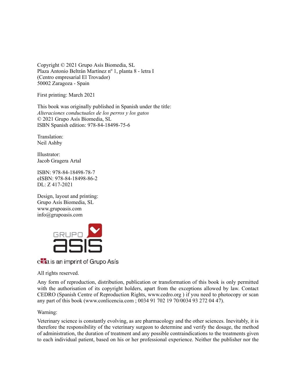 Look Inside sample page 3 - Behavioural Disorders in Dogs and Cats