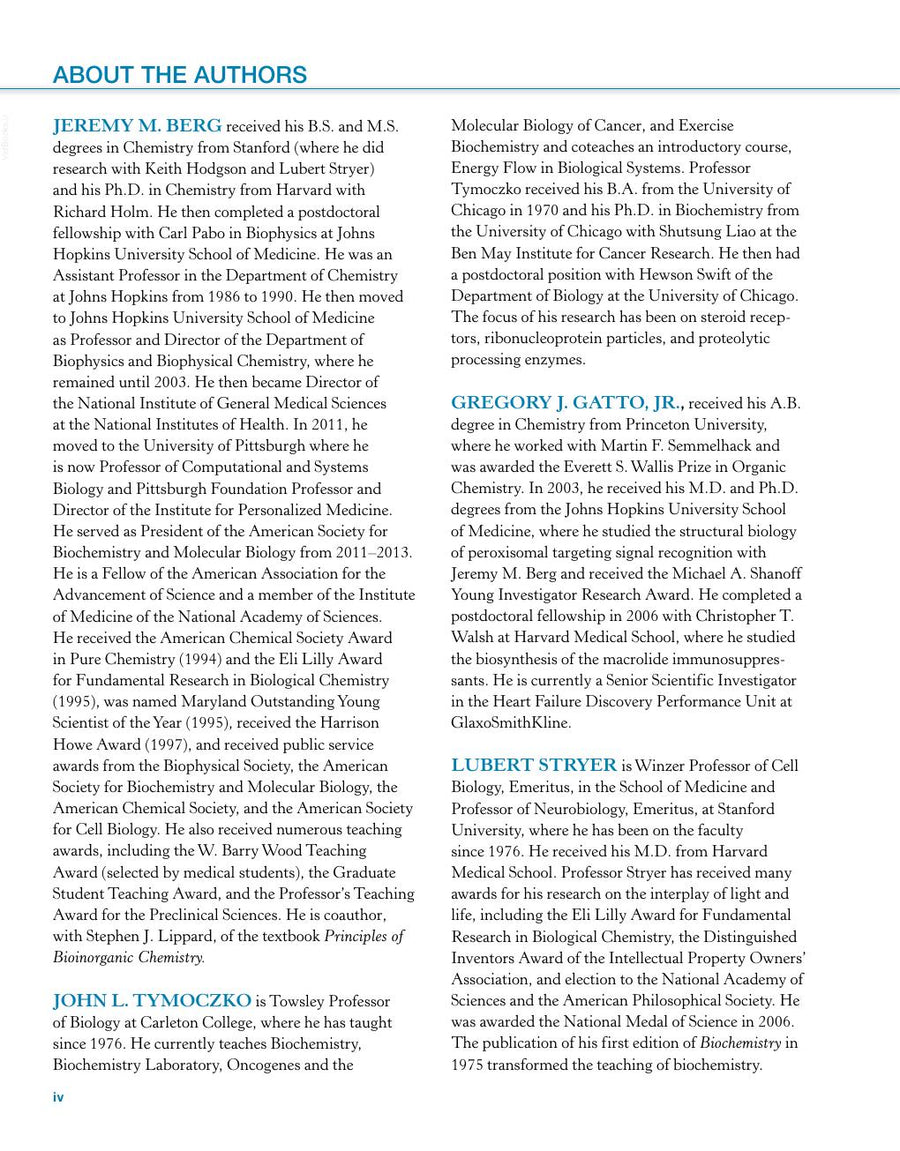 Preview page of Biochemistry 8th Edition (Berg, Tymoczko, Gatto, Stryer)
