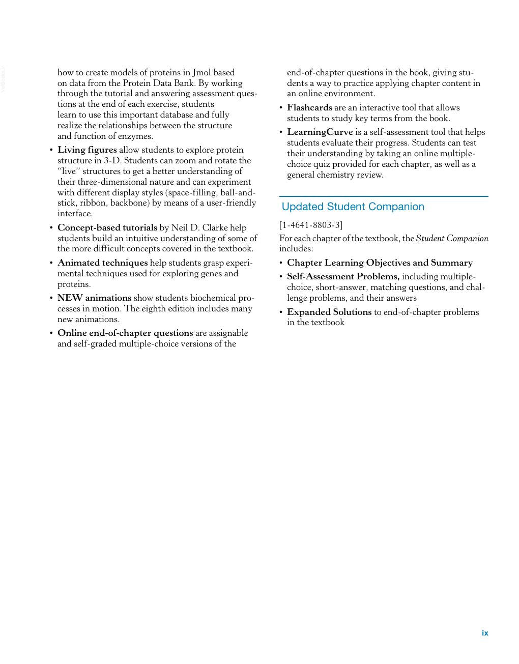 Look Inside page 10 - Biochemistry 8th Edition (Berg, Tymoczko, Gatto, Stryer)