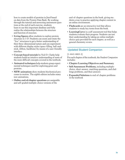 Look Inside page 10 - Biochemistry 8th Edition (Berg, Tymoczko, Gatto, Stryer)