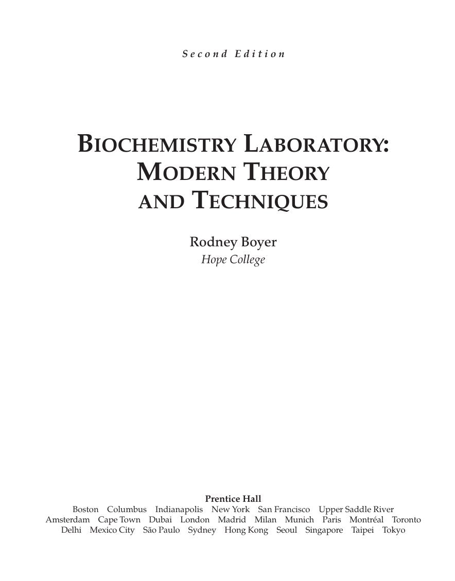 Look Inside sample page 3 - Biochemistry Laboratory Modern Theory And Techniques 2nd Edition