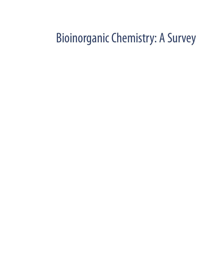 Look Inside sample page 2 - Bioinorganic Chemistry A Survey