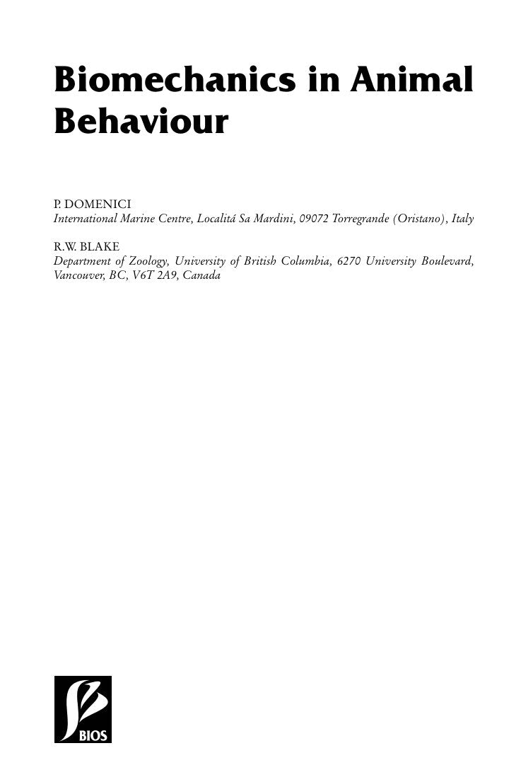 Look Inside sample page 3 - Biomechanics In Animal Behaviour