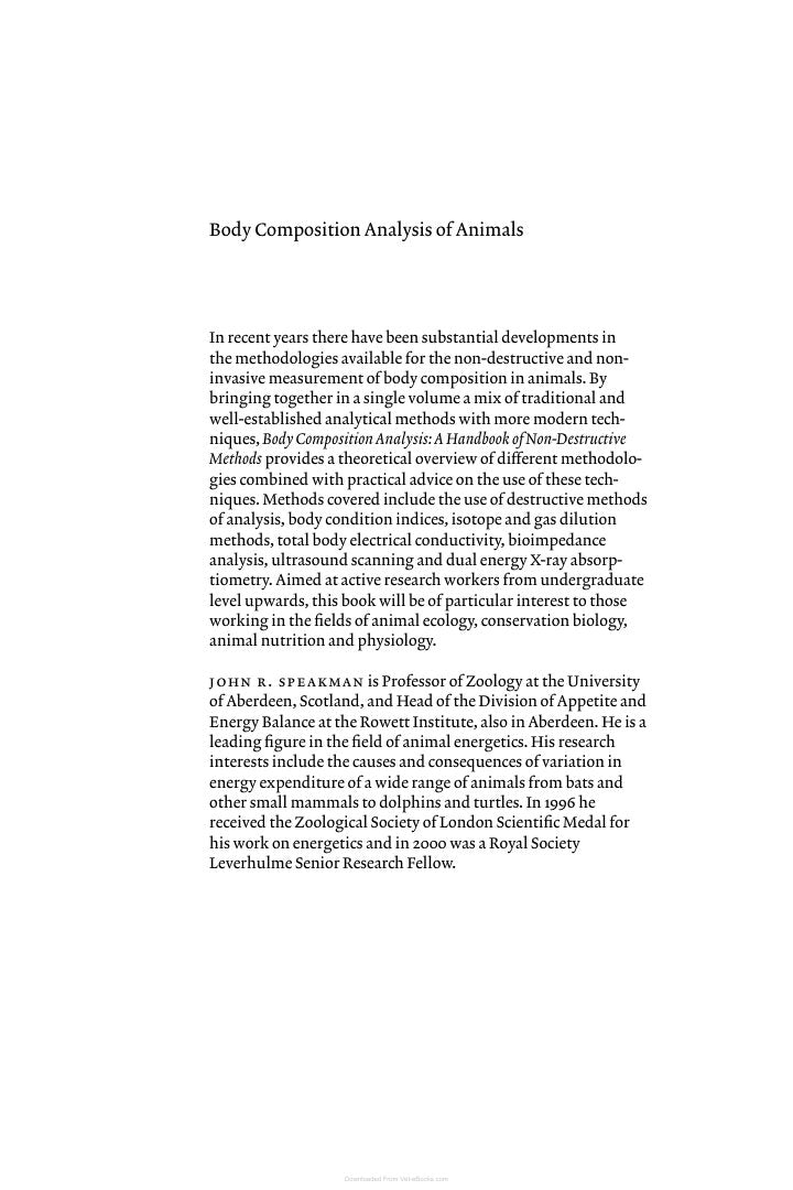 Look Inside sample page 2 - Body Composition Analysis Of Animals A Handbook Of Non Destructive Methods