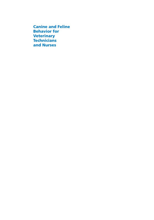 Look Inside sample page 2 - Canine and Feline Behavior for Veterinary Technicians and Nurses 2nd Edition