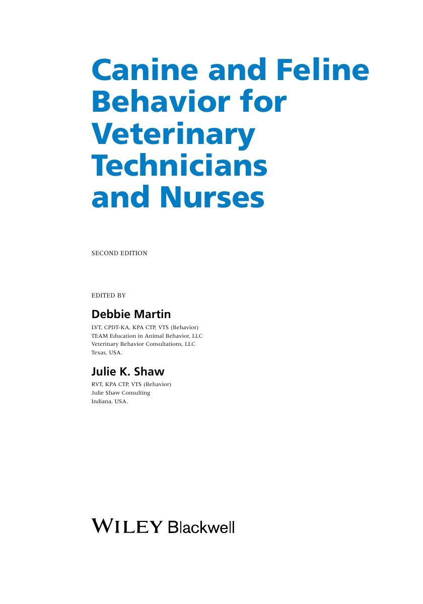 Look Inside sample page 3 - Canine and Feline Behavior for Veterinary Technicians and Nurses 2nd Edition