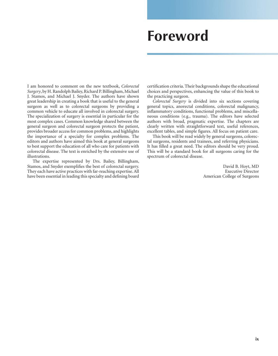 Preview page of Colorectal Surgery