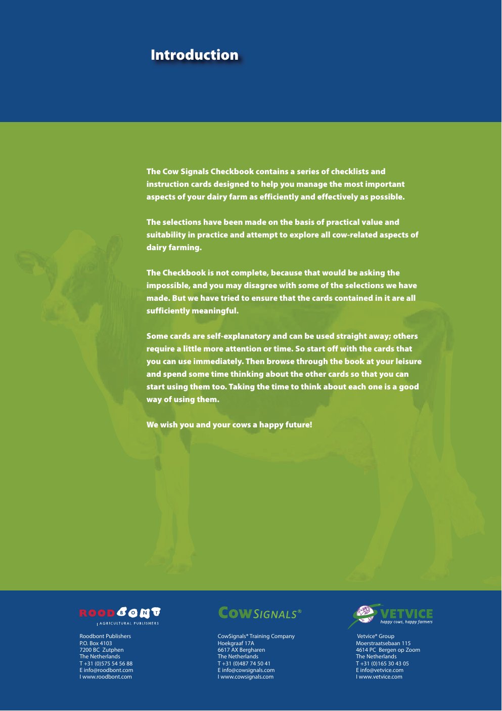 Look Inside page 3 - Cow Signals Checkbook Working On Health Production And Welfare