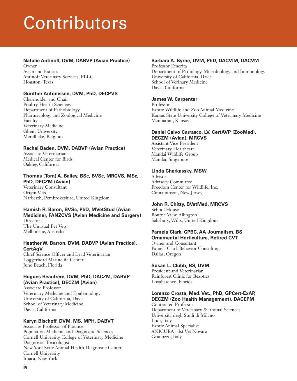 Look Inside page 6 - Current Therapy In Avian Medicine And Surgery