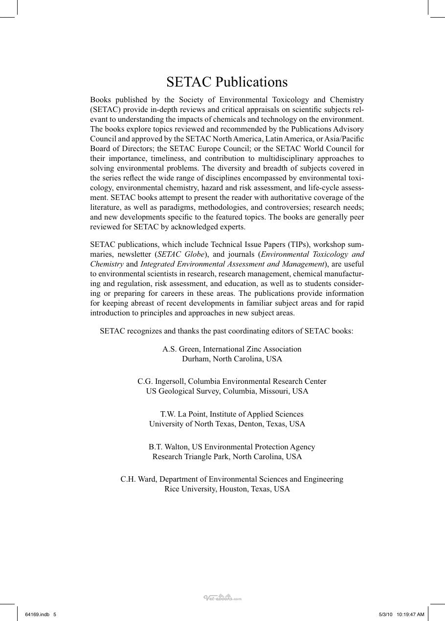Look Inside page 6 - Ecotoxicology Of Amphibians And Reptiles 2Nd Edition