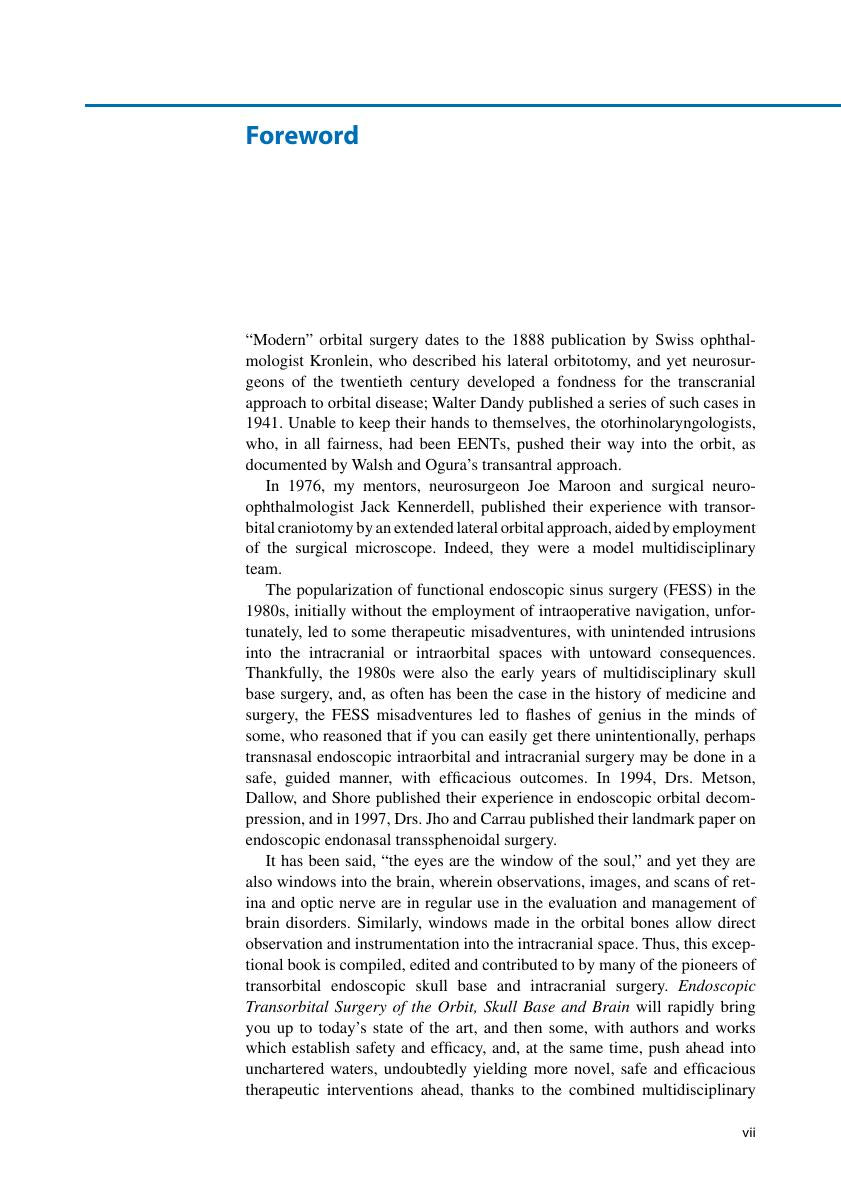 Preview page of Endoscopic Transorbital Surgery of the Orbit, Skull Base and Brain