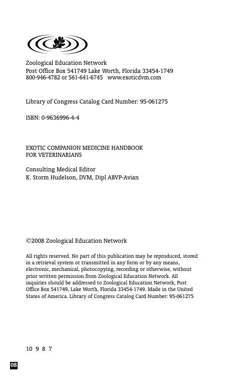 Look Inside sample page 3 - Exotic Companion Medicine Handbook For Veterinarians