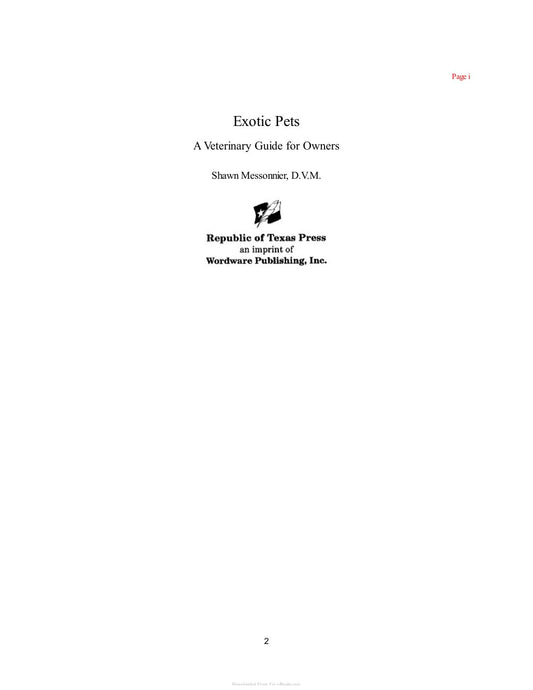 Look Inside sample page 2 - Exotic Pets A Veterinary Guide For Owners