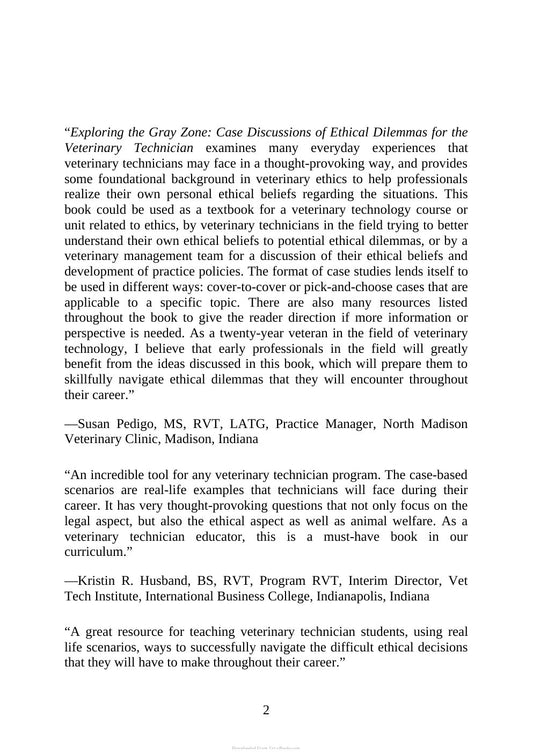 Look Inside page 2 - Exploring The Gray Zone Case Discussions Of Ethical Dilemmas For The Veterinary Technician
