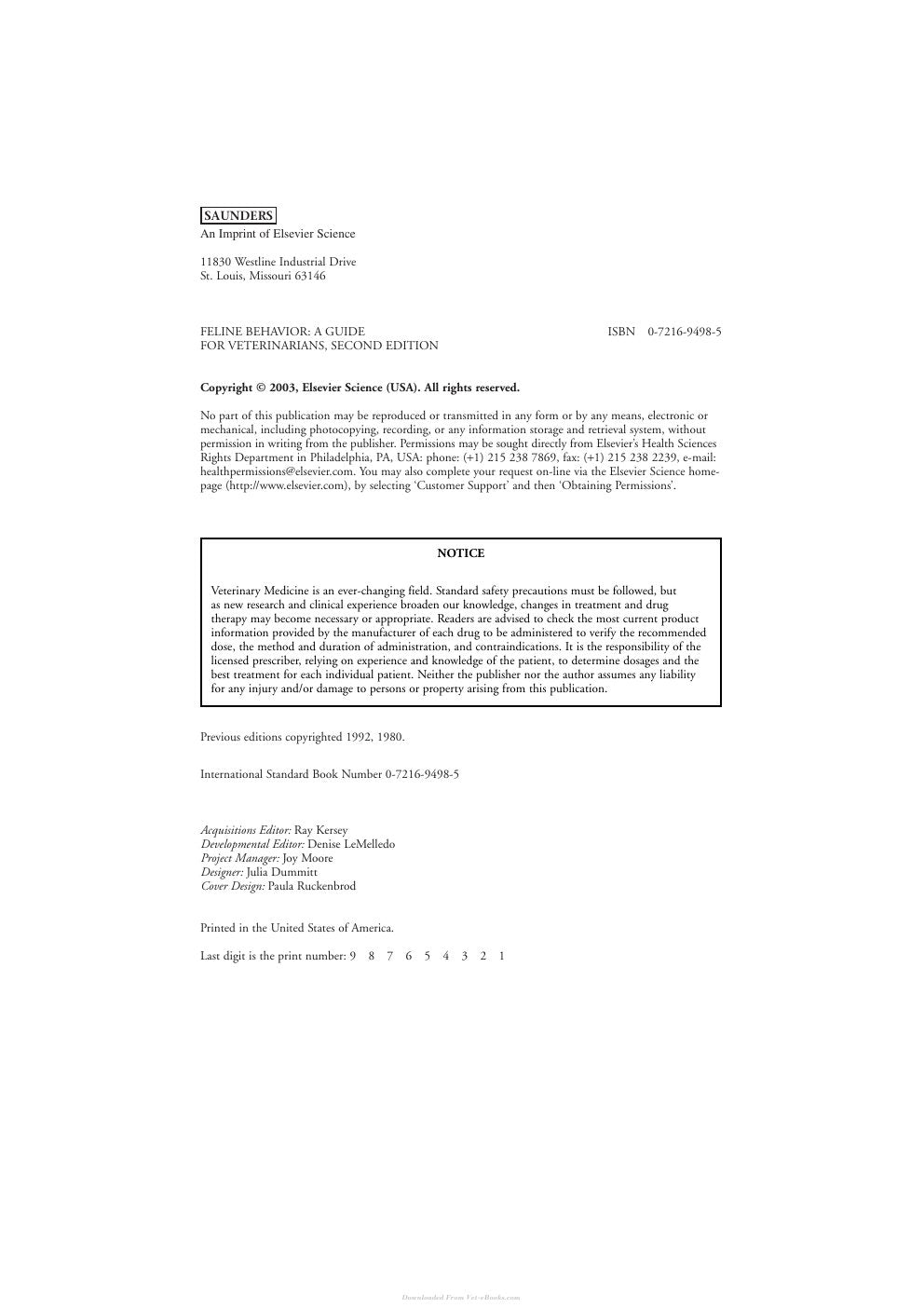 Look Inside sample page 2 - Feline Behavior A Guide For Veterinarians 2Nd Edition