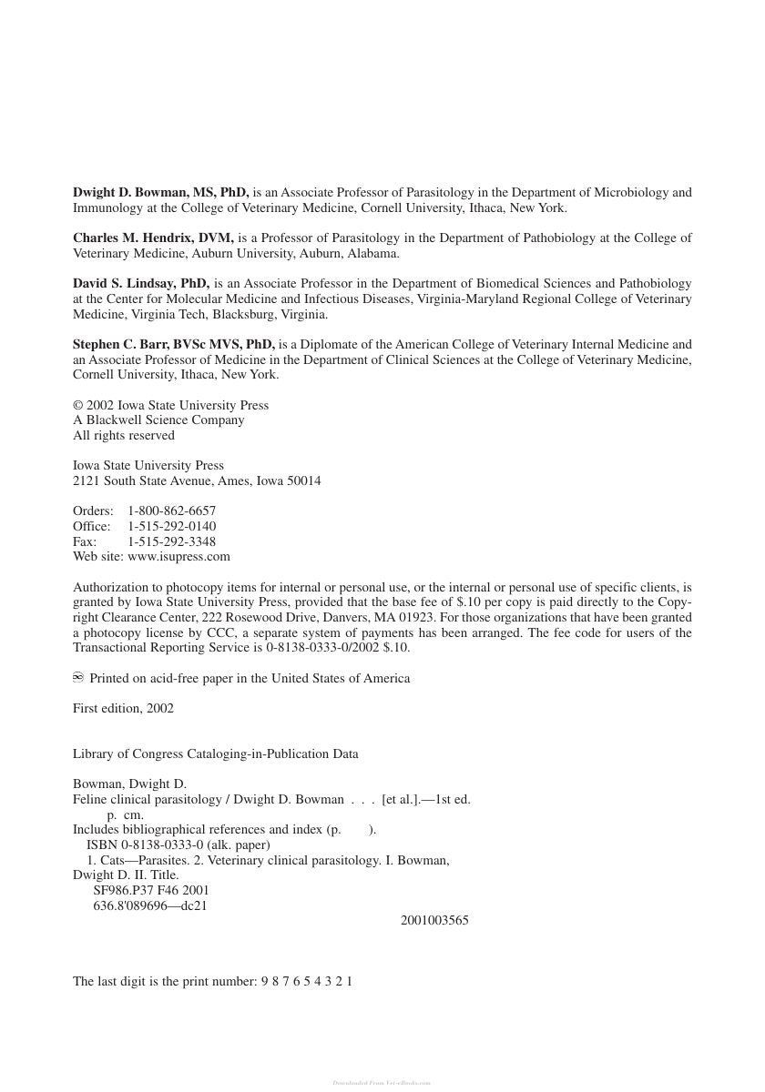 Look Inside sample page 3 - Feline Clinical Parasitology