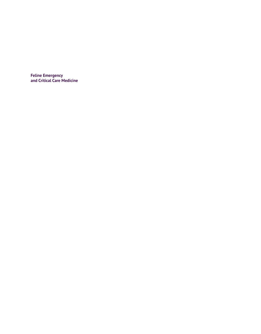 Preview page of Feline Emergency and Critical Care Medicine 2nd Edition