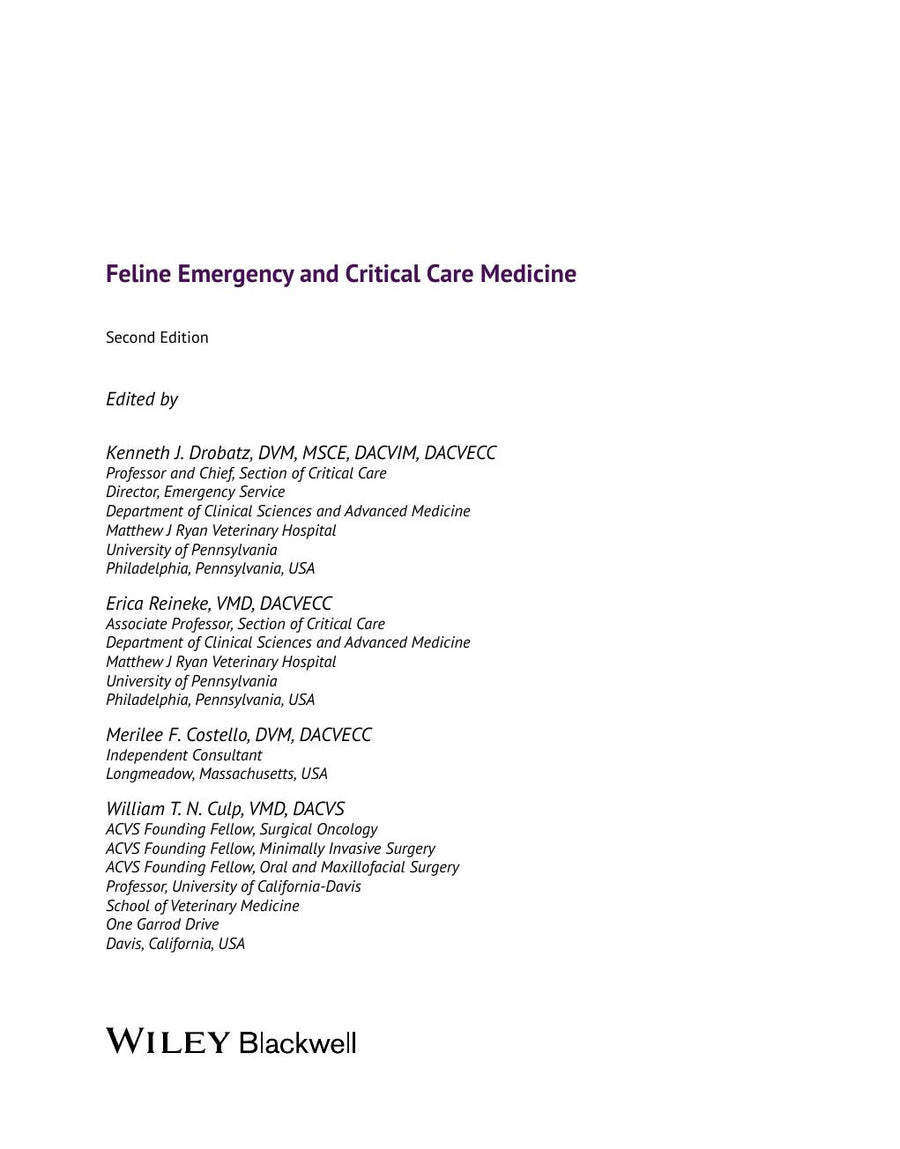 Preview page of Feline Emergency and Critical Care Medicine 2nd Edition