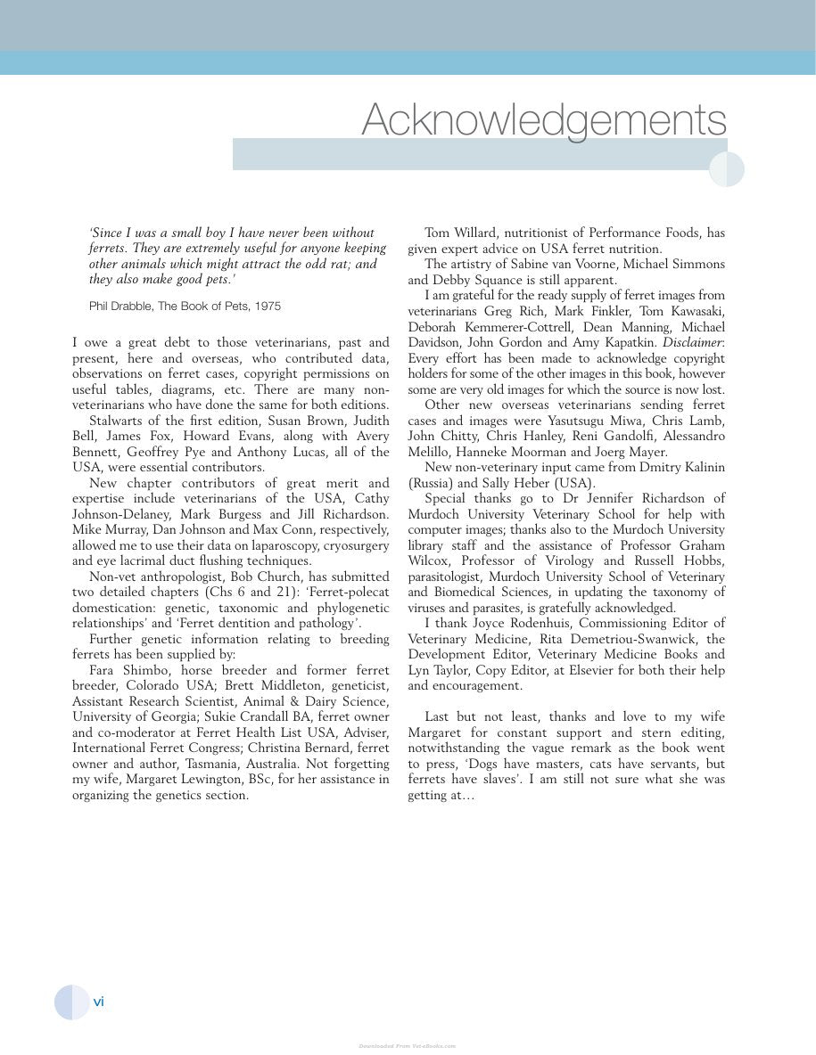 Look Inside page 2 - Ferret Husbandry Medicine And Surgery 2Nd Edition