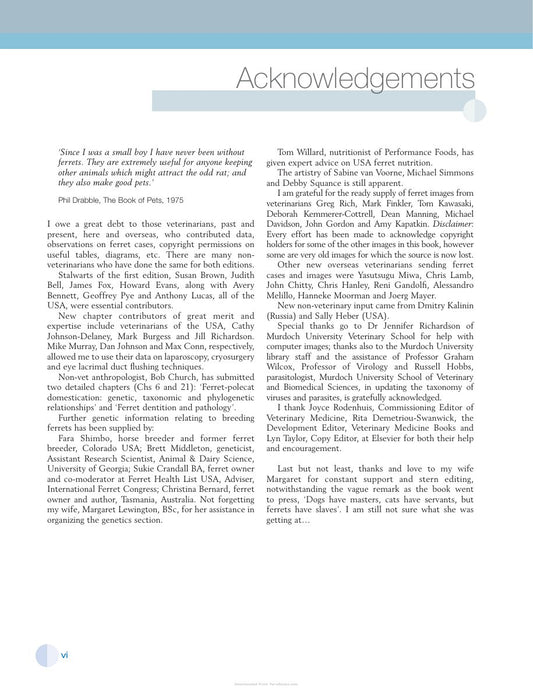 Look Inside page 2 - Ferret Husbandry Medicine And Surgery 2Nd Edition