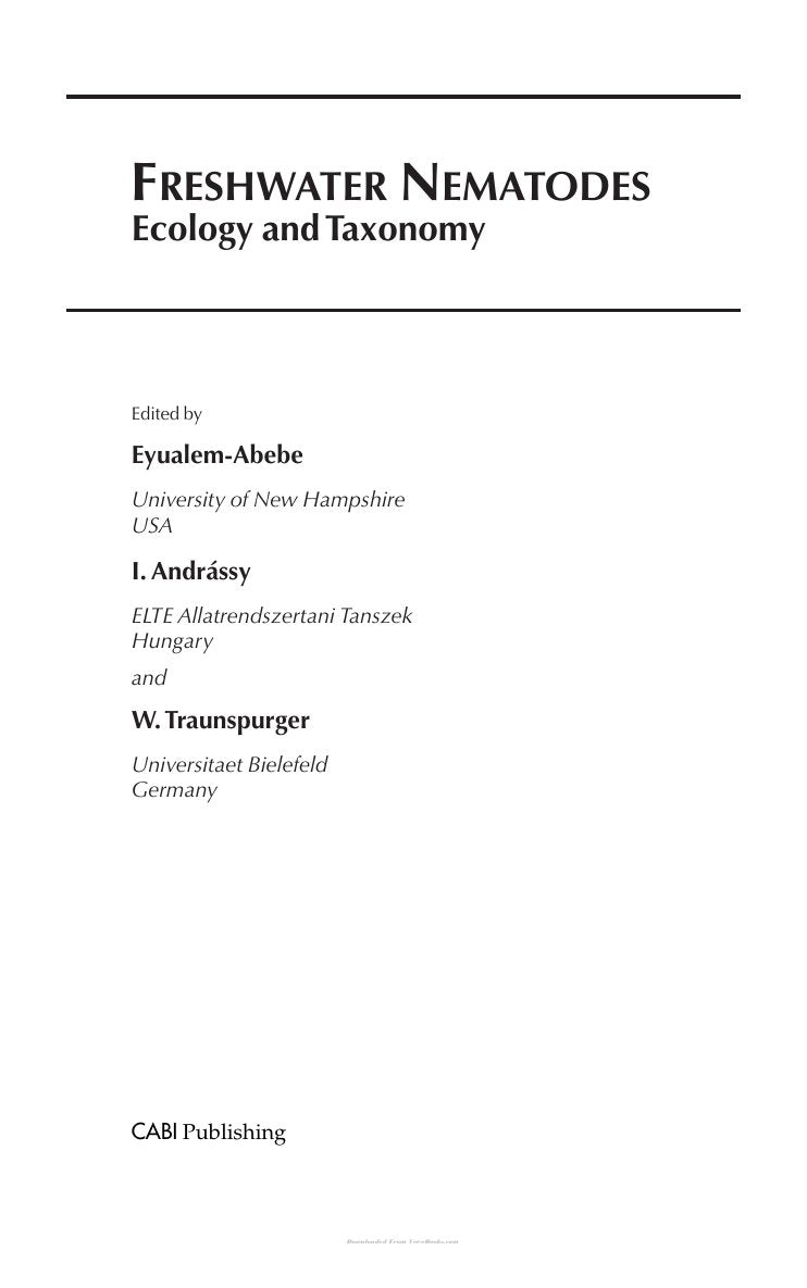 Look Inside sample page 3 - Freshwater Nematodes Ecology And Taxonomy