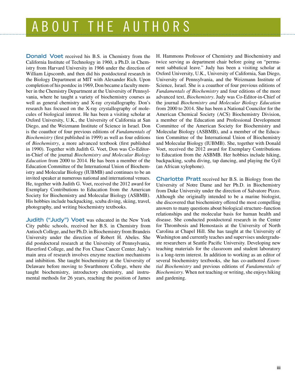 Look Inside page 5 - Fundamentals Of Biochemistry Voet And Voet 5Th Edition