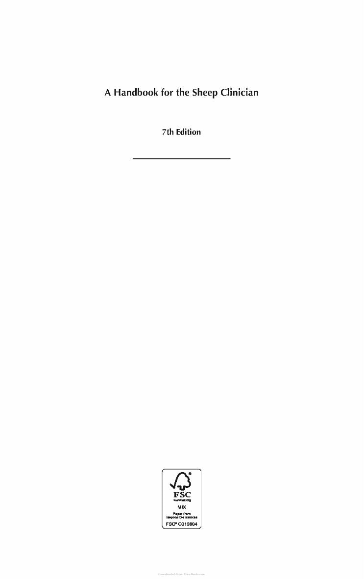 Look Inside sample page 2 - Handbook For The Sheep Clinician 7Th Edition
