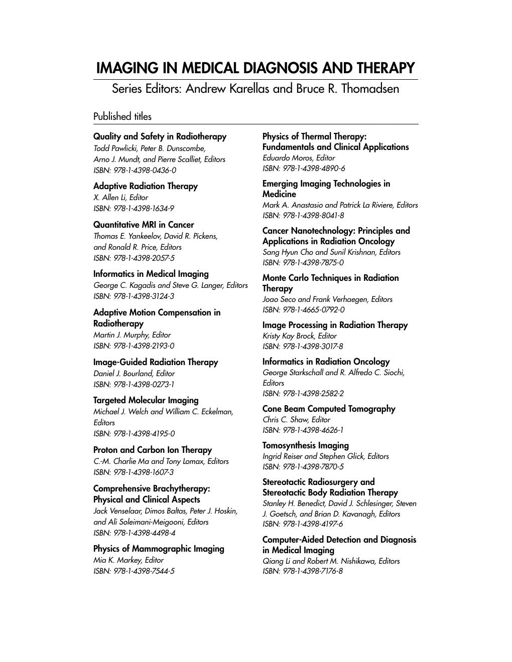 Look Inside sample page 3 - Handbook of Small Animal Imaging — Preclinical Imaging, Therapy, and Applications