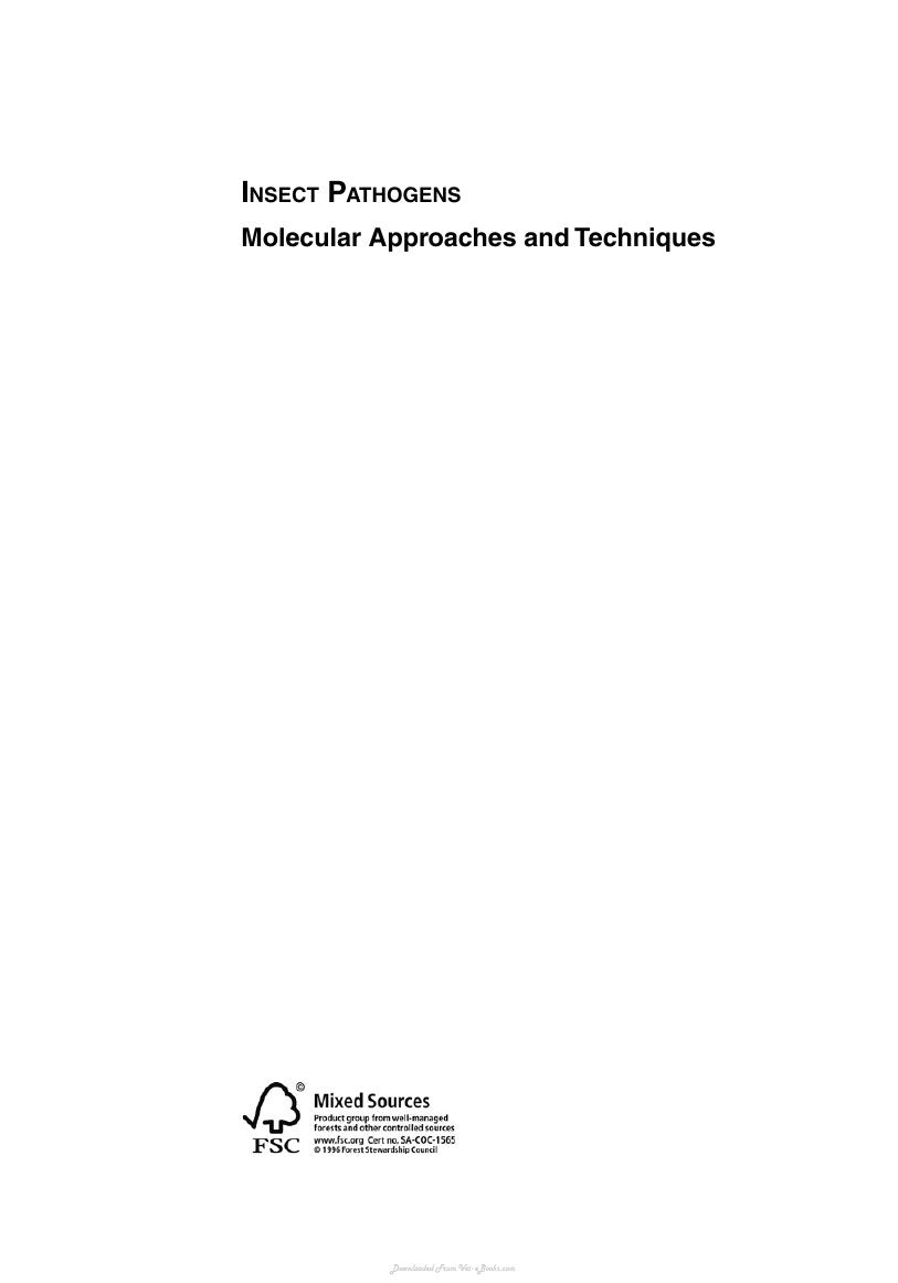 Look Inside sample page 2 - Insect Pathogens Molecular Approaches And Techniques