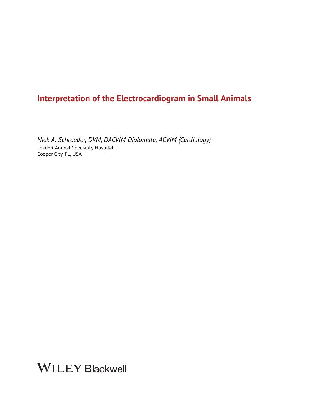Look Inside sample page 2 - Interpretation Of The Electrocardiogram In Small Animals