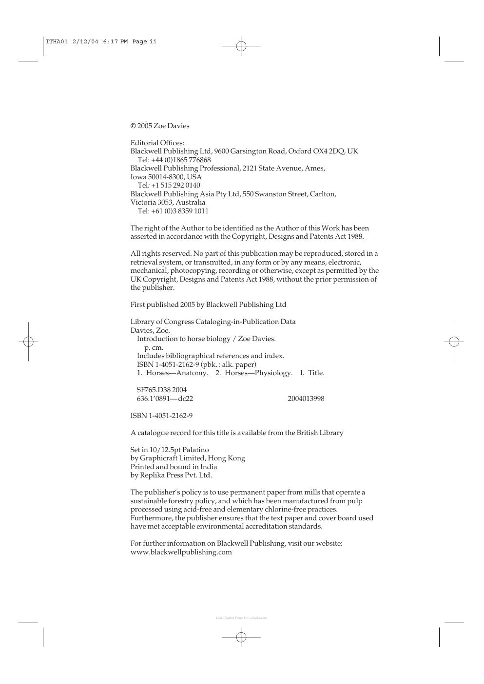 Look Inside sample page 2 - Introduction To Horse Biology