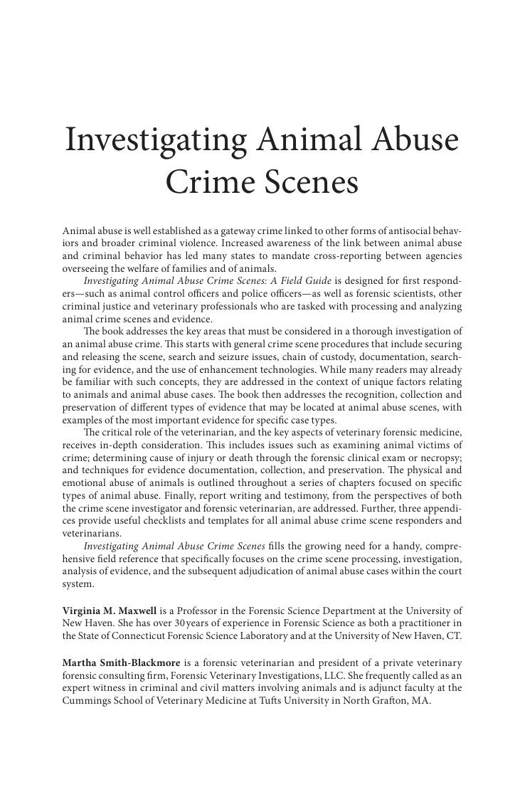 Look Inside sample page 2 - Investigating Animal Abuse Crime Scenes A Field Guide