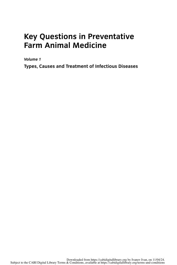 Look Inside sample page 2 - Key Questions In Preventative Farm Animal Medicine Volume 1 Types Causes And Treatment Of Infectious Diseases