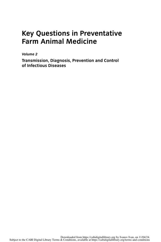 Look Inside sample page 2 - Key Questions In Preventative Farm Animal Medicine Volume 2 Transmission Diagnosis Prevention And Control Of Infectious Diseases