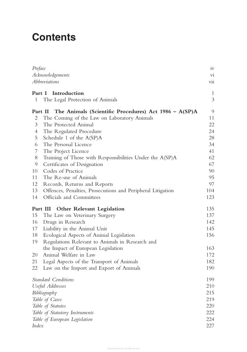 Look Inside sample page 3 - Laboratory Animal Law Legal Control Of The Use Of Animals In Research 2nd Edition