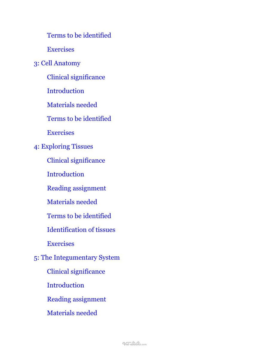 Preview page of Laboratory Manual for Clinical Anatomy and Physiology for Veterinary Technicians, 4th Edition