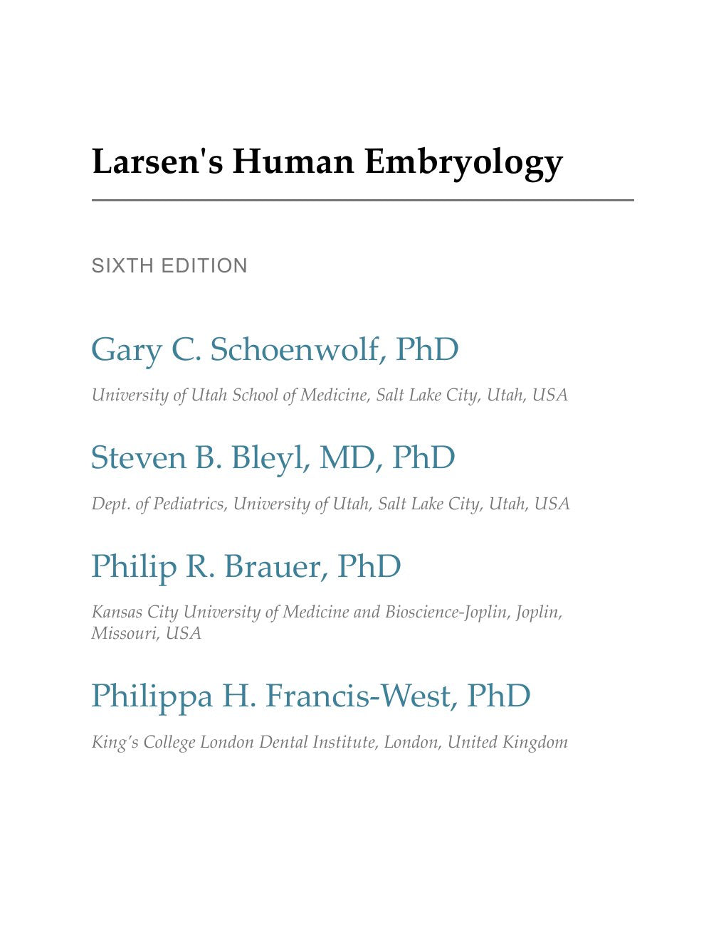 Look Inside sample page - Larsens Human Embryology 6Th Edition