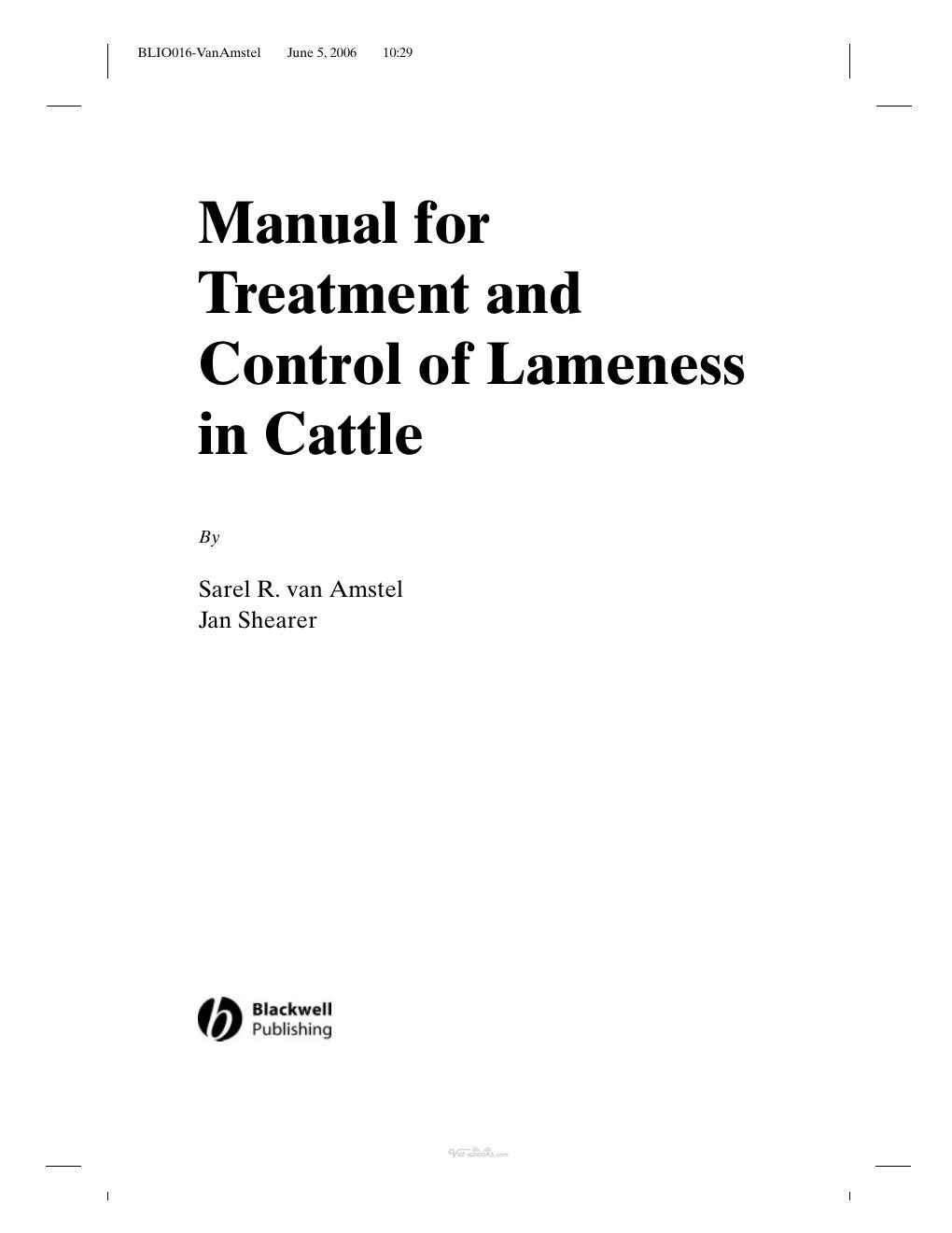 Look Inside sample page 3 - Manual For Treatment And Control Of Lameness In Cattle