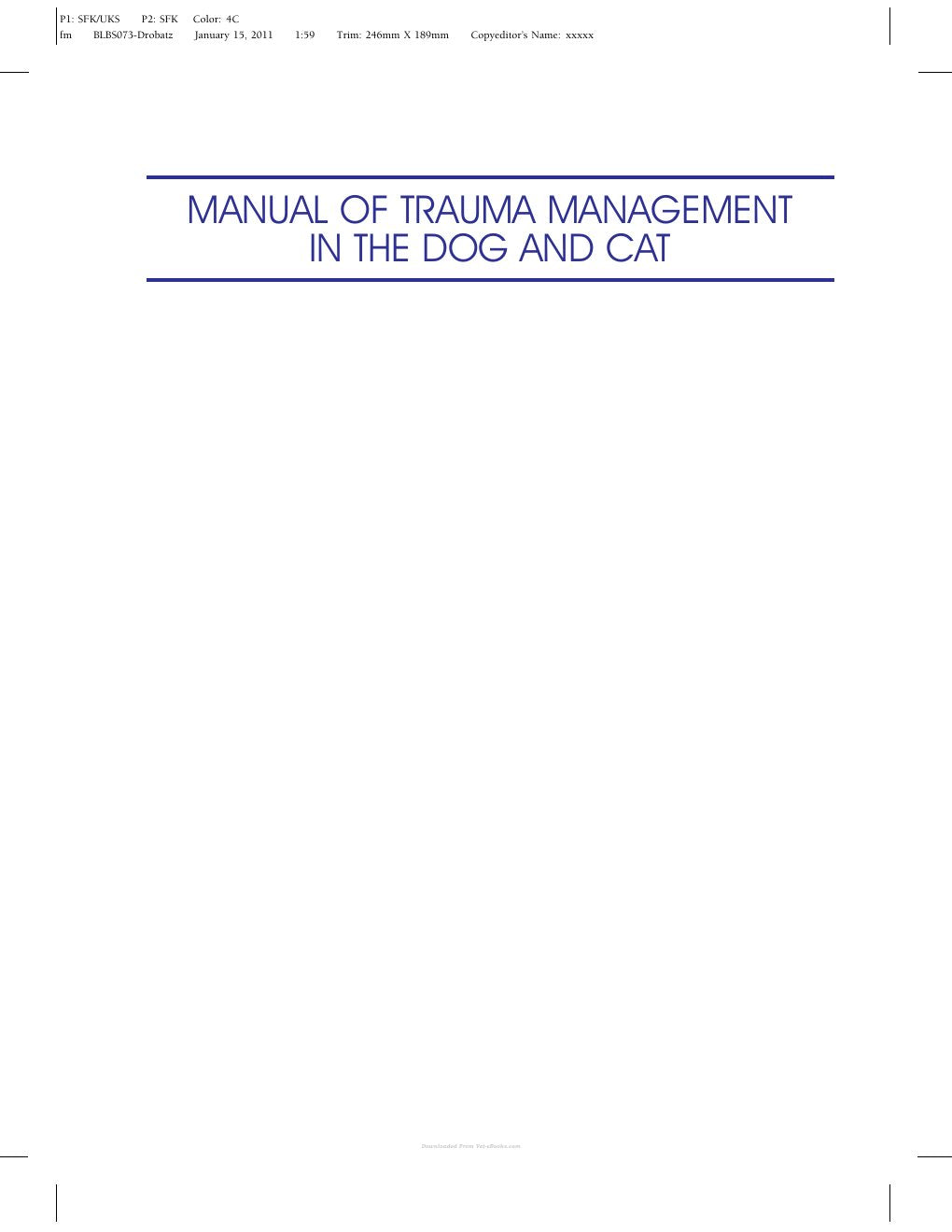 Look Inside sample page 2 - Manual Of Trauma Management In The Dog And Cat