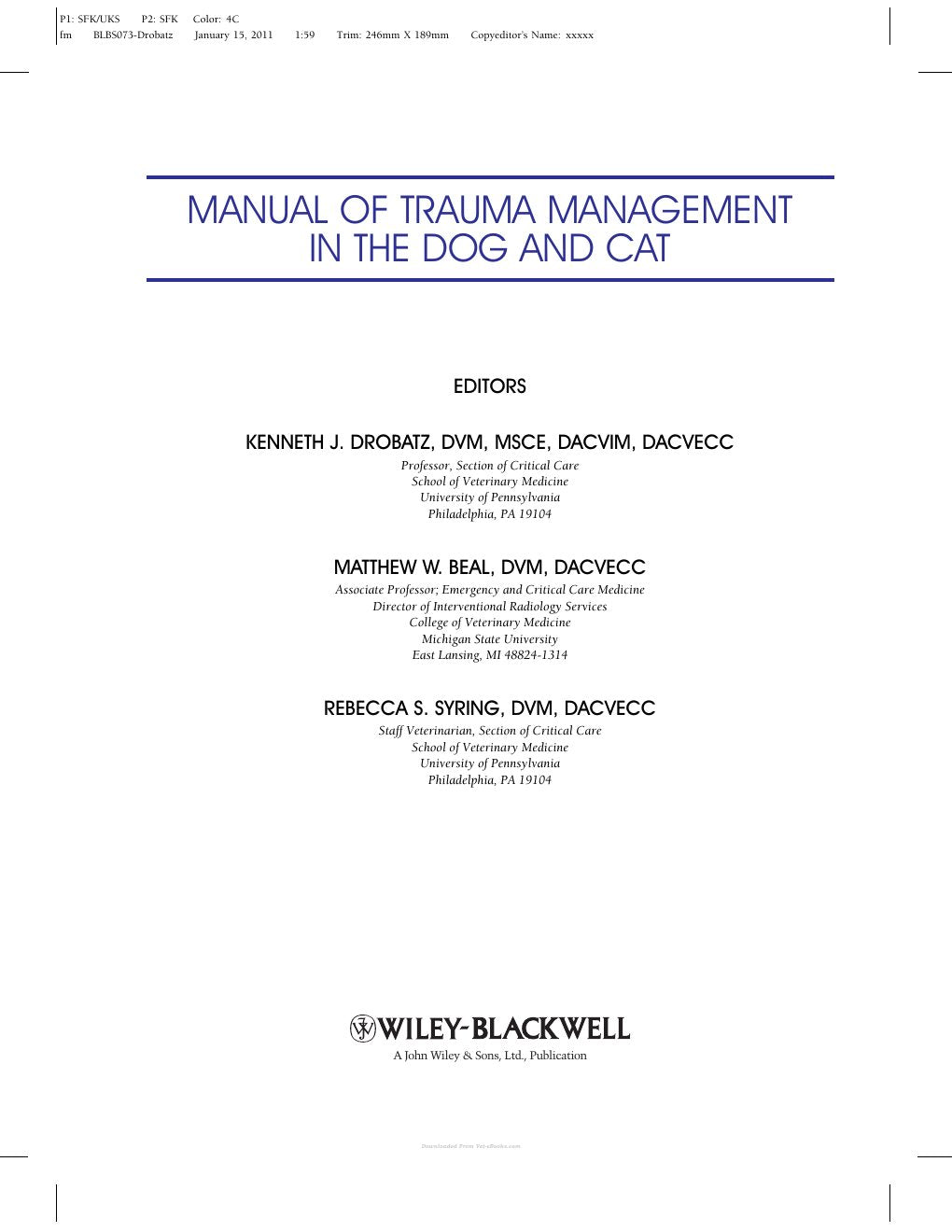 Look Inside sample page 3 - Manual Of Trauma Management In The Dog And Cat