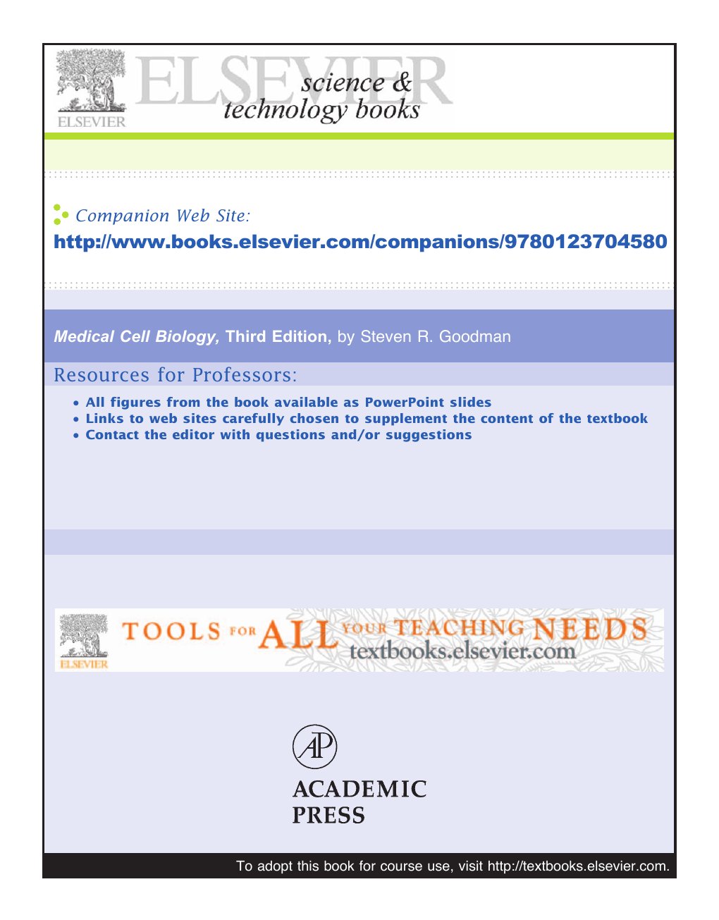 Look Inside page 3 - Medical Cell Biology 3Rd Edition