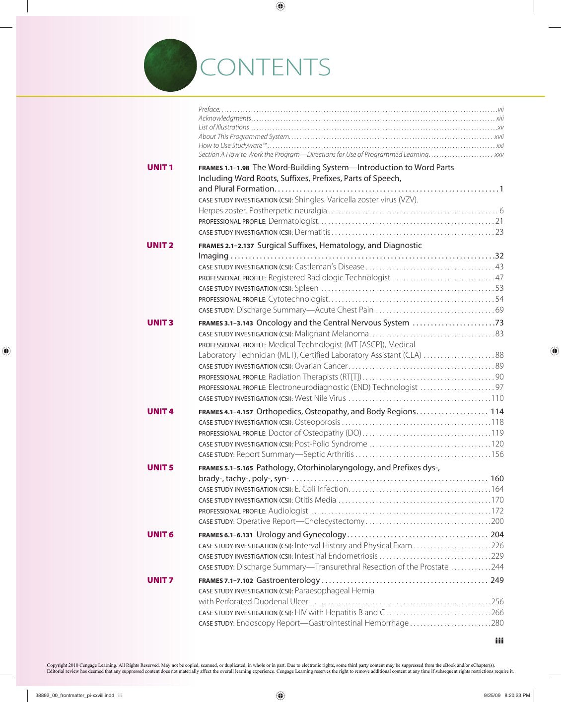 Look Inside page 5 - Medical Terminology A Programmed Systems Approach 10Th Edition